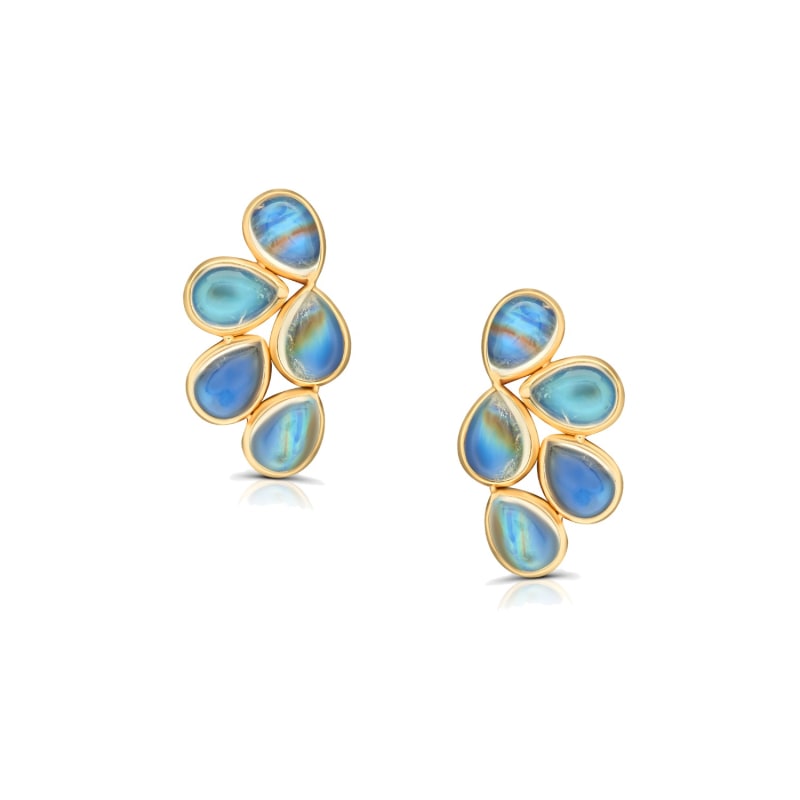 Thumbnail of Rainbow Moonstone Butterfly Stud Earrings In 18K Yellow Gold image