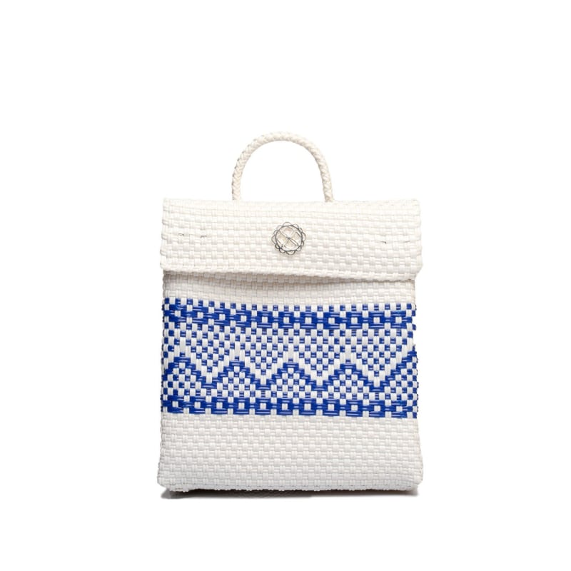 Thumbnail of Backpack White Blue Aztec Stripe image