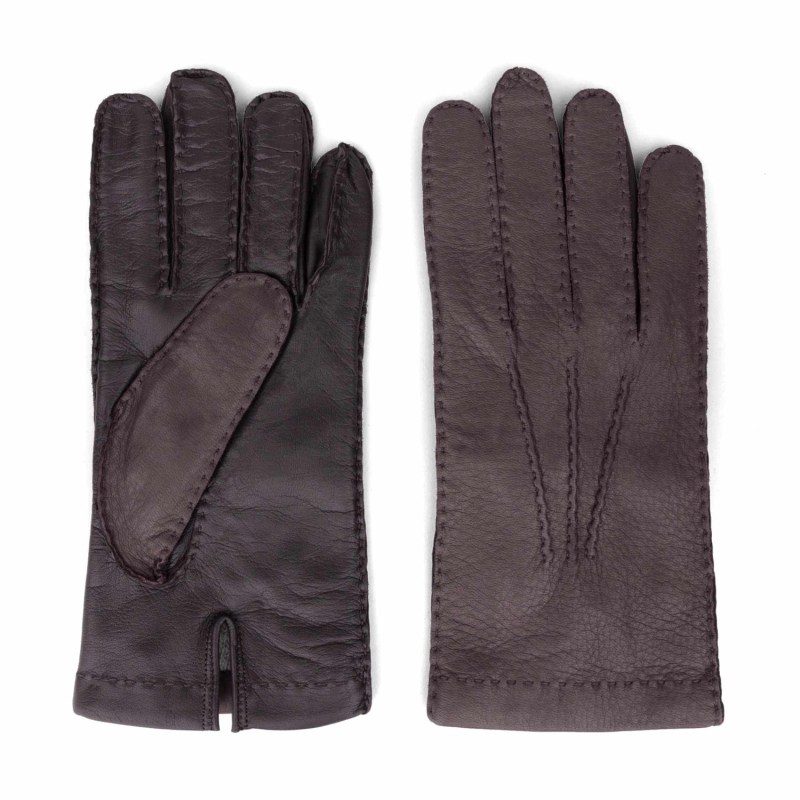 Thumbnail of Handmade Deer Leather Gloves Brown Paolo image