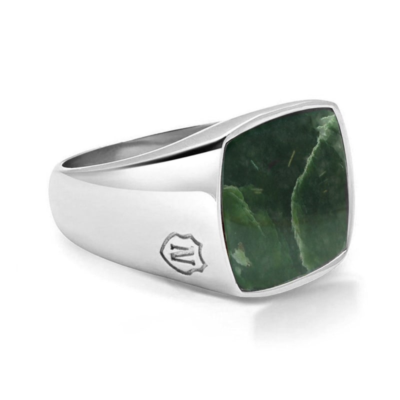 Silver ring with jade stone cheap