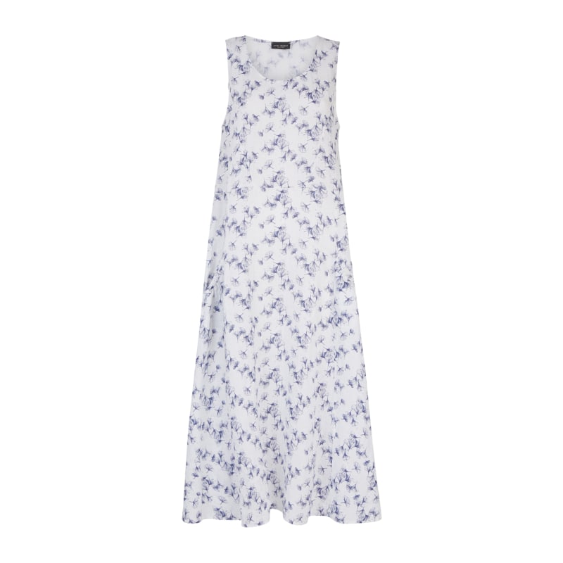 Thumbnail of Maxi Linen Print Dress - White image