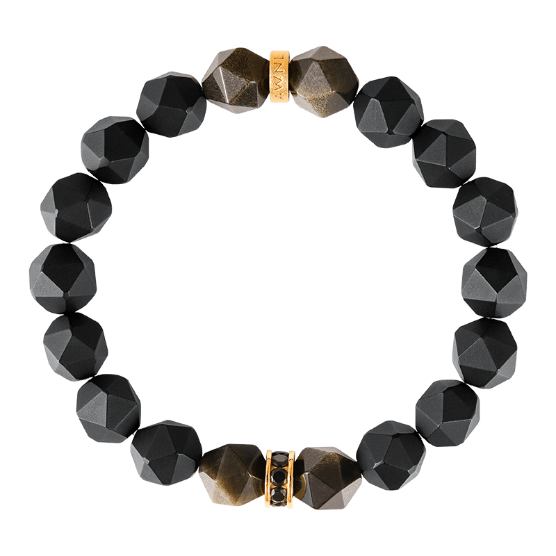 Thumbnail of Golden Obsidian & Black Onyx Beaded Bracelet image