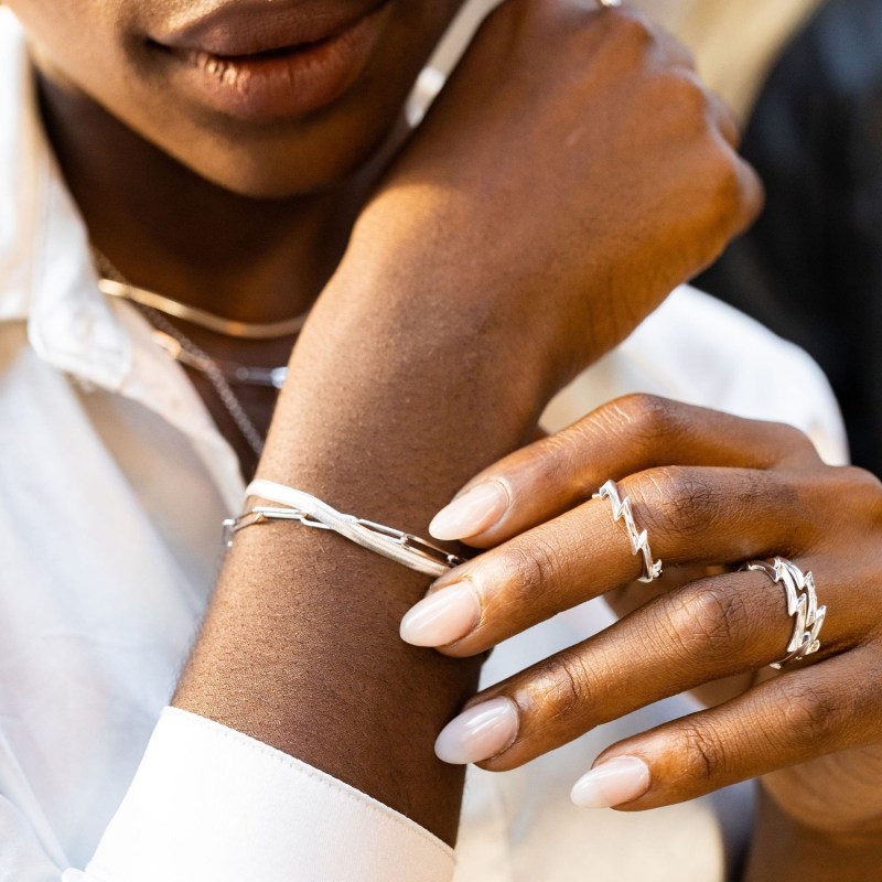 Thumbnail of Silver Lightning Bolt Stacking Ring image