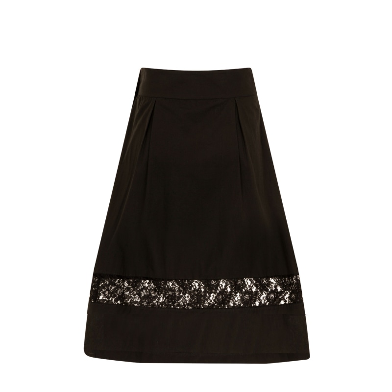 Thumbnail of Black Cotton A-Line Midi Skirt image