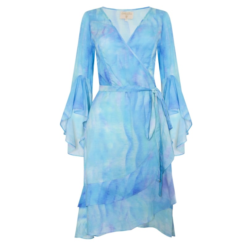 Thumbnail of Turquoise Wave Riviera Mini Wrap Dress image