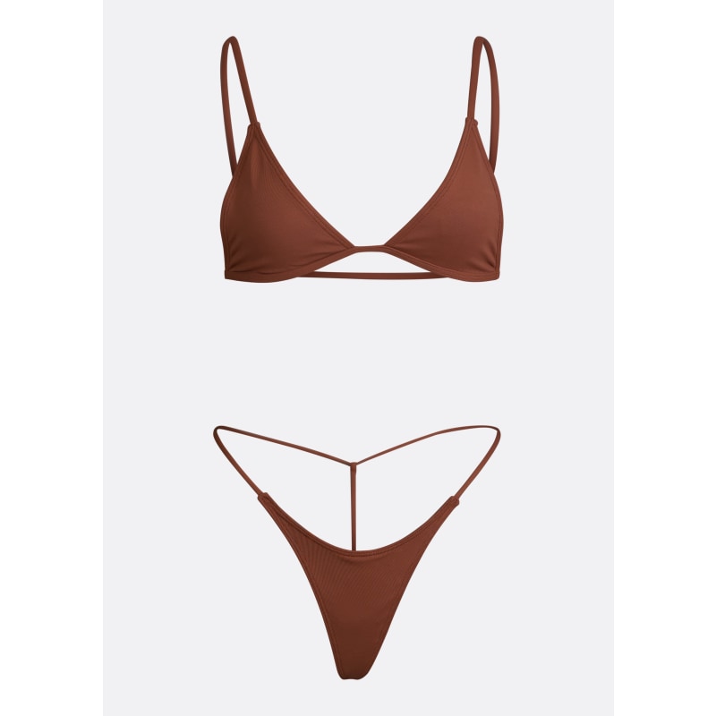 G Money Thong Bikini Bottom Skinny Dip Brown Minimale Animale Wolf Badger