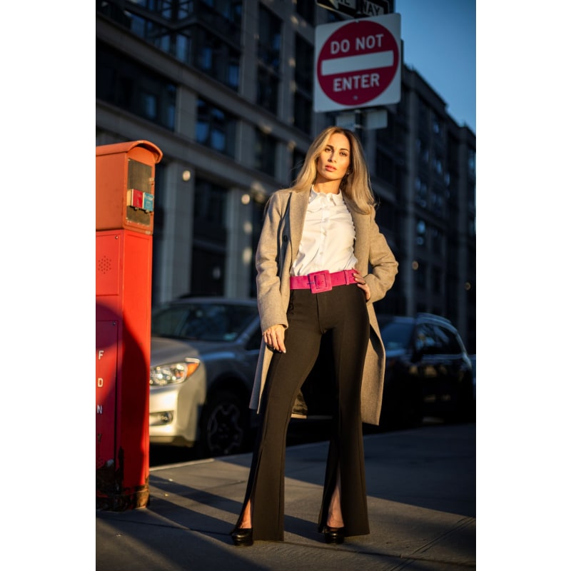 Thumbnail of Suede Square Buckle Belt - Dark Pink image