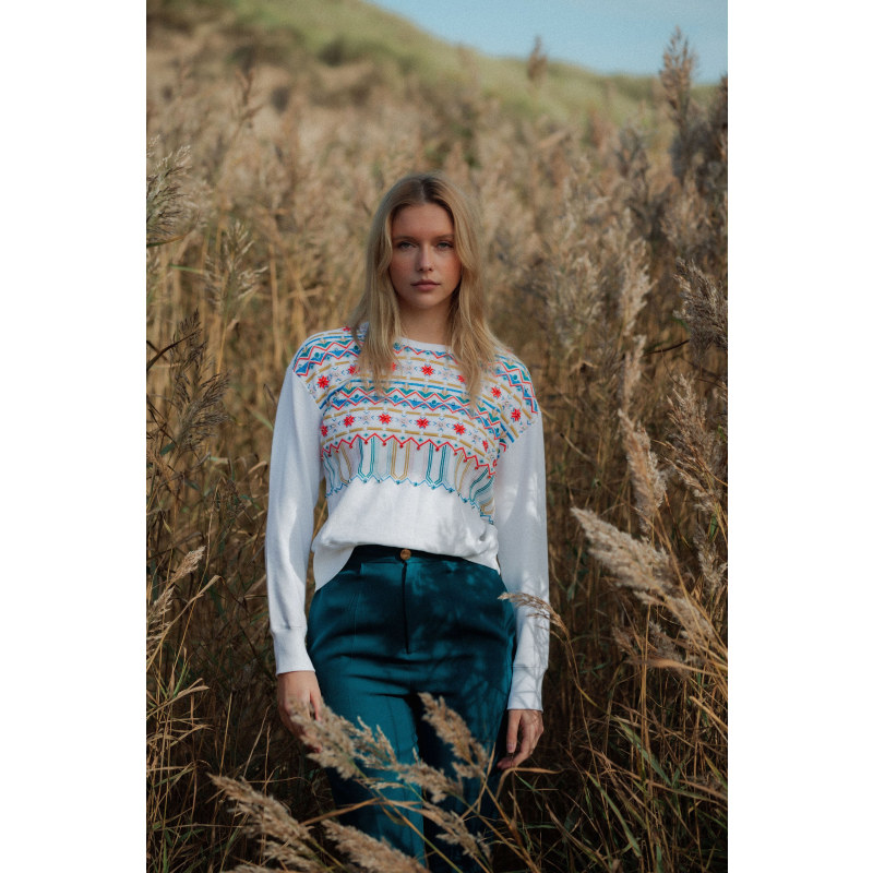 Thumbnail of The "AprèS Ski" Organic Cotton Embellished Sweatshirt in White image