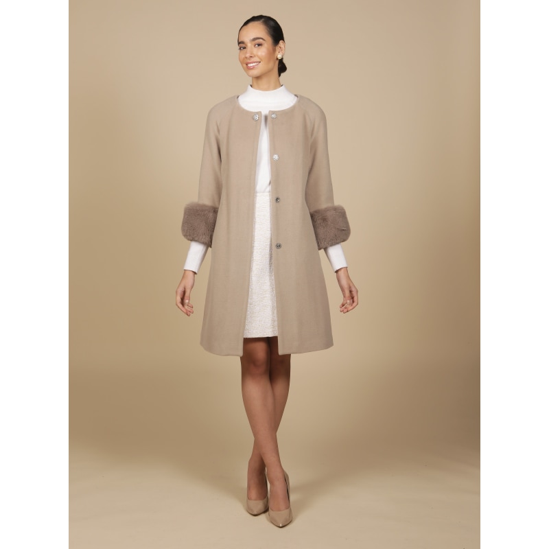 Thumbnail of 'Madame De Pompadour' 100% Italian Cashmere & Virgin Wool Coat In Grigio image