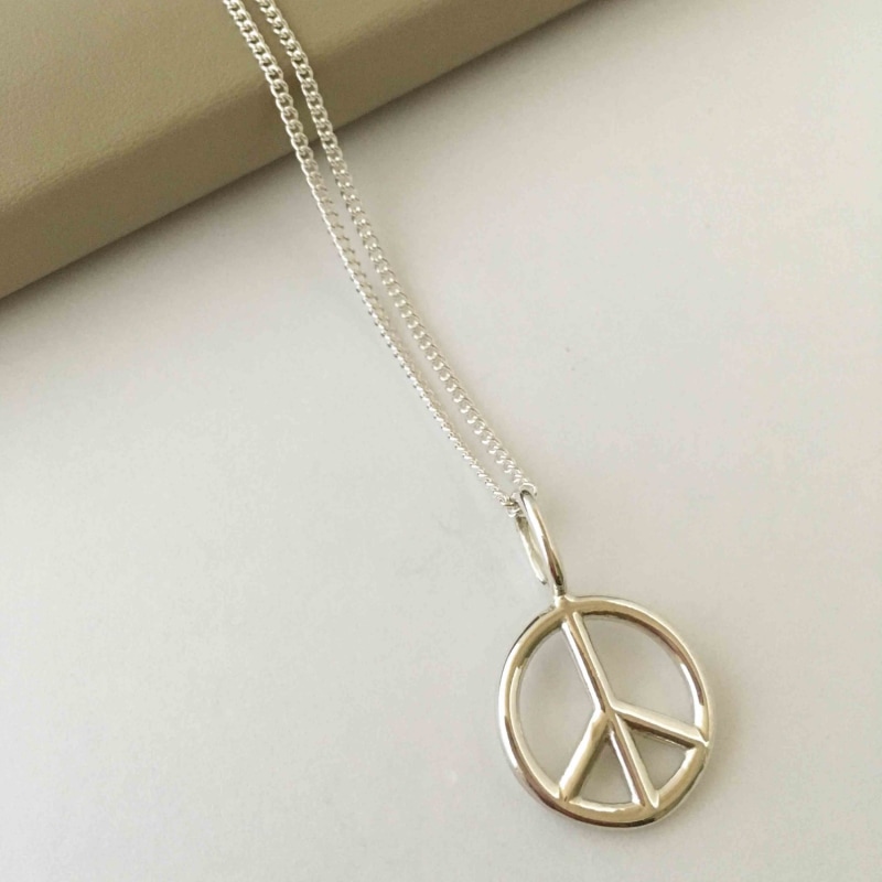 Thumbnail of Peace Sign Necklace In Sterling Silver image