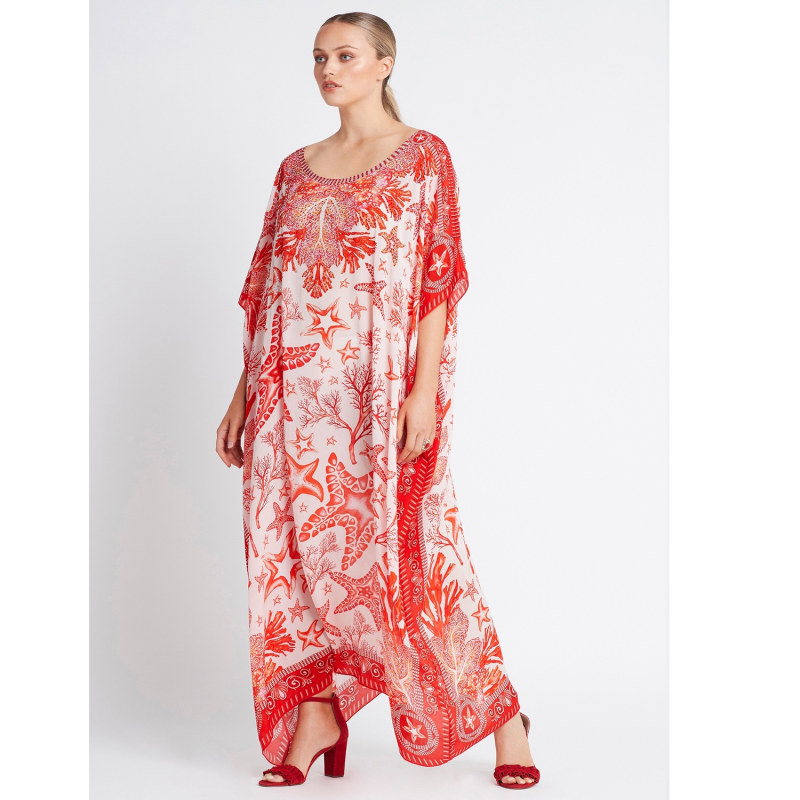 Thumbnail of Red Christmas Round Neck Long Kaftan image