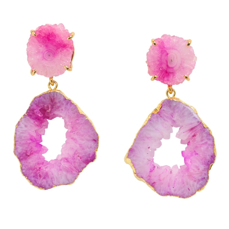 Thumbnail of Pastel 'Summer Love' Gemstone Gold Statement Earrings image