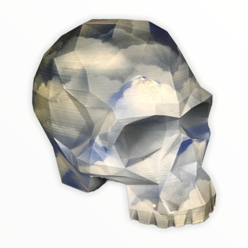 Thumbnail of Geometric Design Skull Sculpture In Cloud Design image