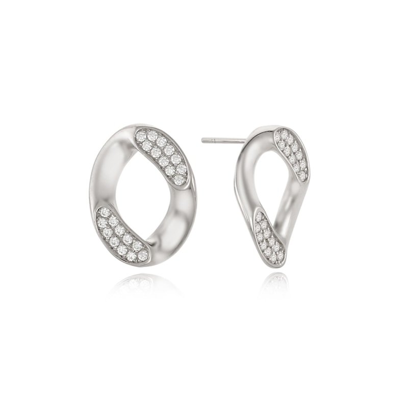 Thumbnail of Rascas Short Chain Sole Link Cubic Earrings in White Gold 925 Silver image