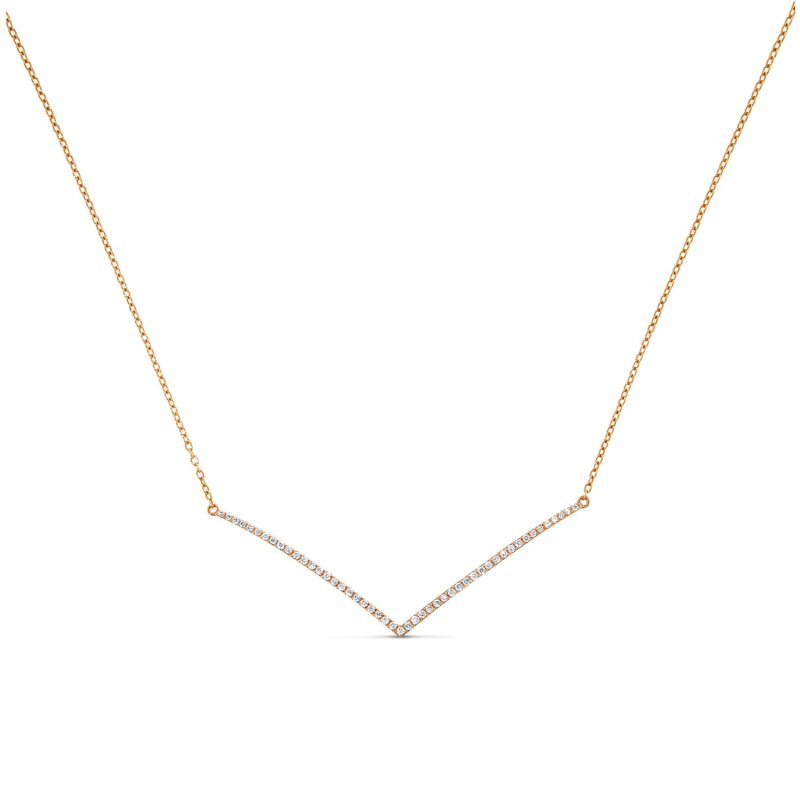 Thumbnail of V Diamond Necklace In 18k Rose Gold (Rose Gold) image