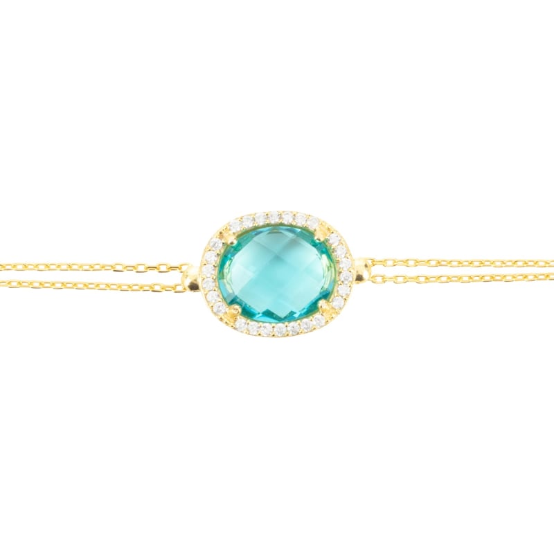 Thumbnail of Beatrice Oval Gemstone Bracelet Gold Blue Topaz Hydro image