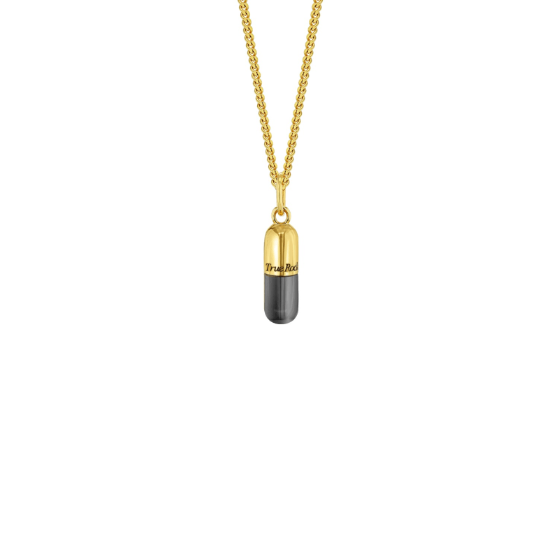 Thumbnail of Gun Metal Grey Sterling Silver & 18Kt Gold-Plated Mini Pill Pendant image