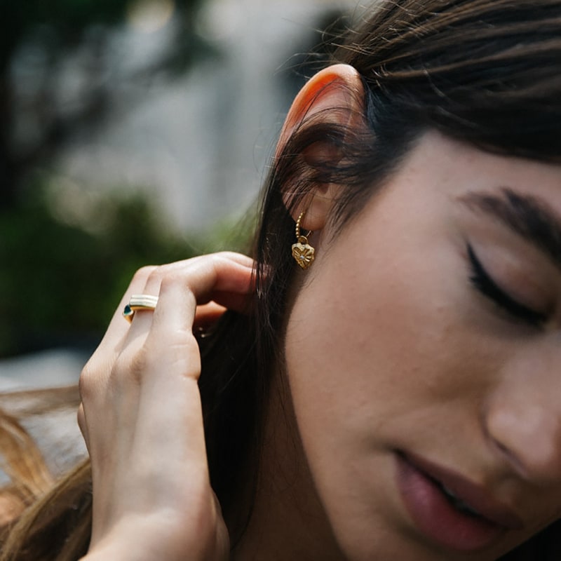 Thumbnail of Arya Gold Heart Earrings image