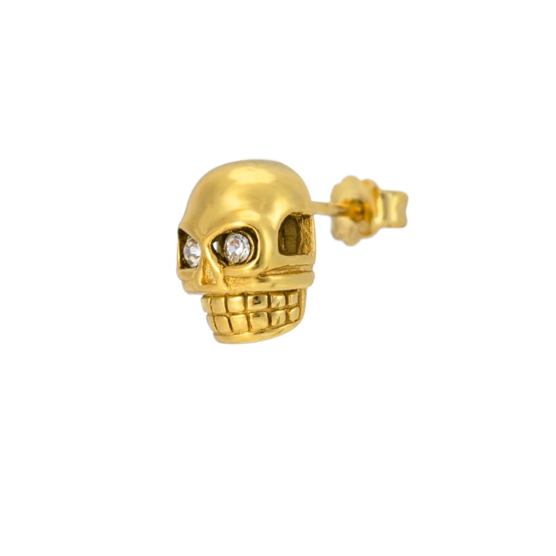 Thumbnail of Legacy Skull Stud Earring With Clear Swarovski Crystals In Gold image