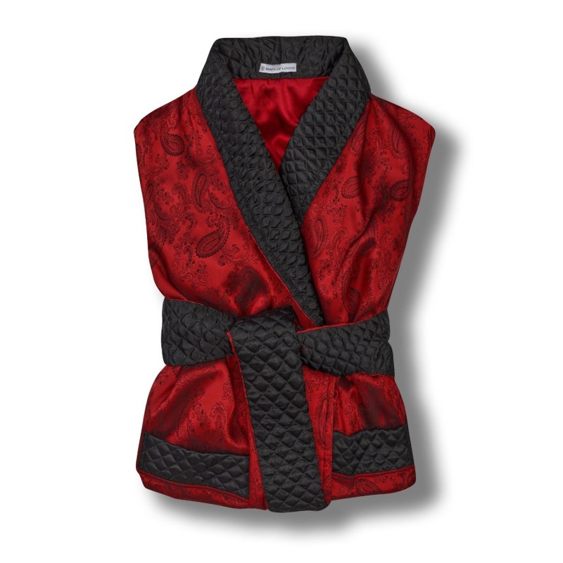 Thumbnail of Gable Mens Long Smoking Jacket - Claret image