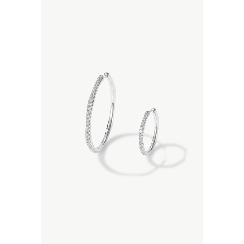 Thumbnail of Gaia Celestial Sunburst Silver Diamond Mini Hoop Earrings image