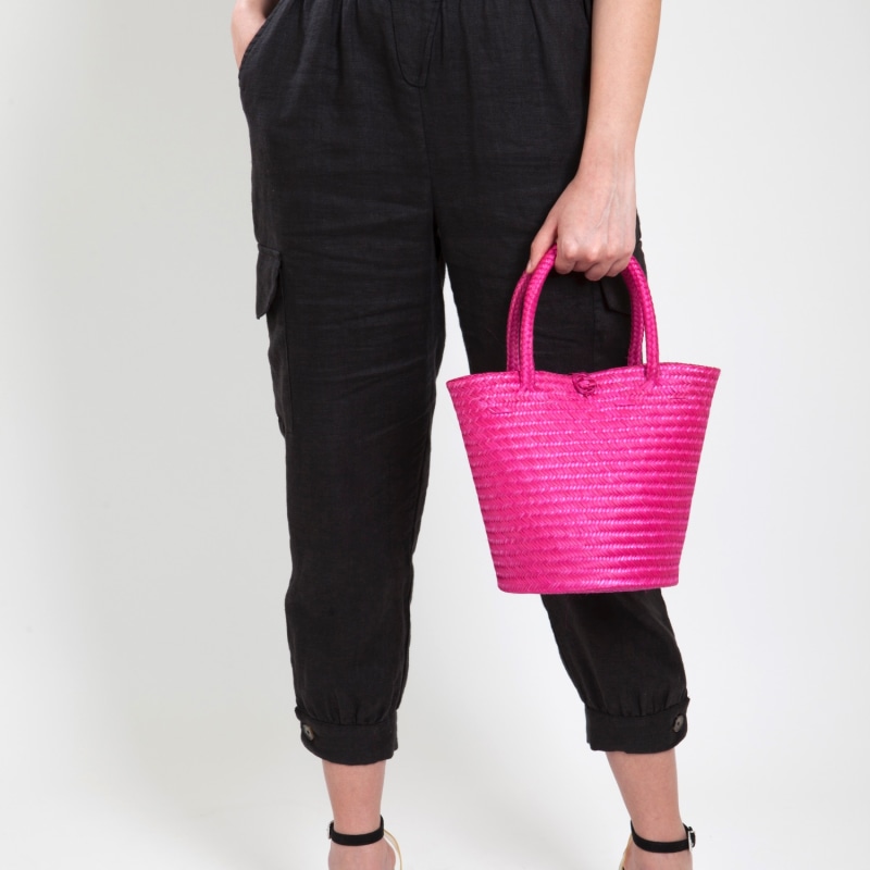 Thumbnail of Kensington Fuchsia Mini Tote Straw Bag image