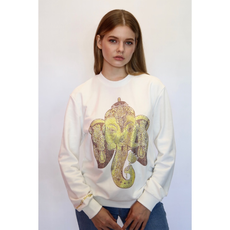 Thumbnail of Ganesha For Success - Rhinestoned Sweatshirt - White image