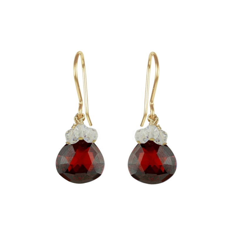 Thumbnail of Garnet Coloured Zircon Drop Earrings image