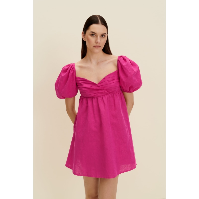 Thumbnail of Gathered Mini Dress In Hot Pink image