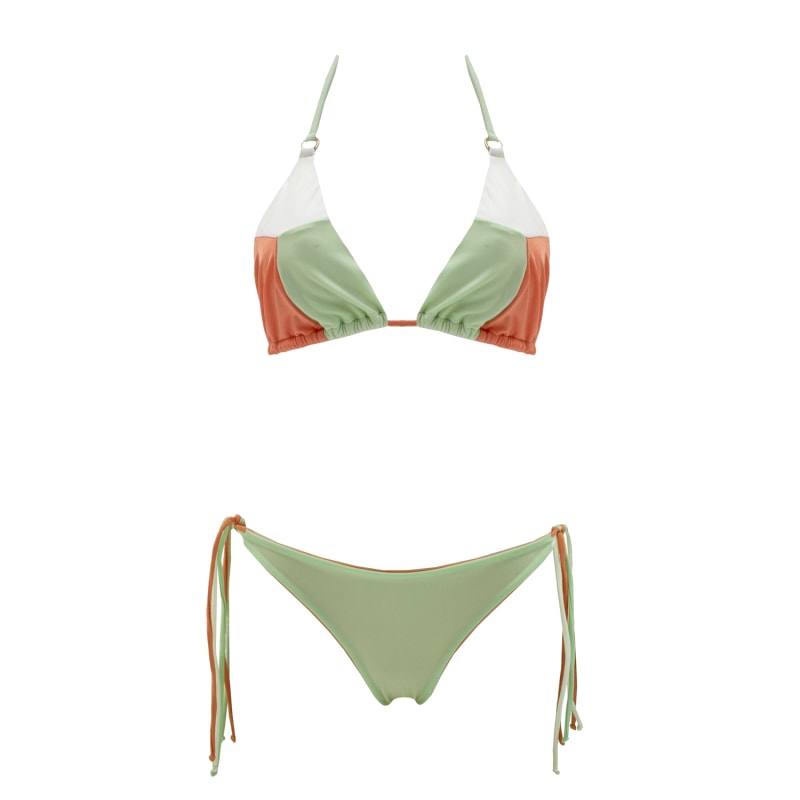 Green and gold swimsuit top