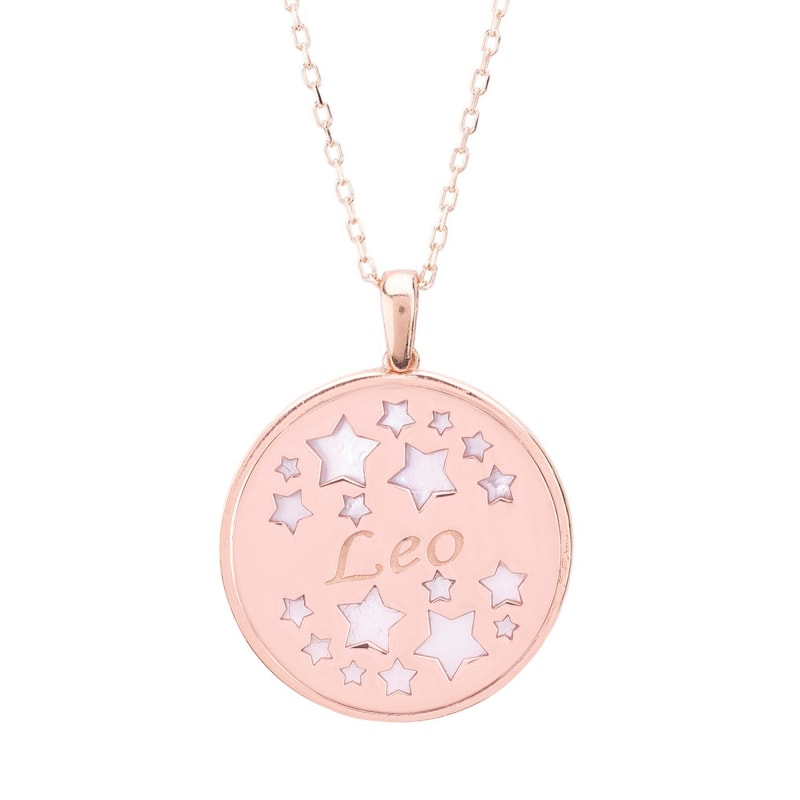 Thumbnail of Zodiac Mother Of Pearl Gemstone Star Constellation Pendant Necklace - Leo image