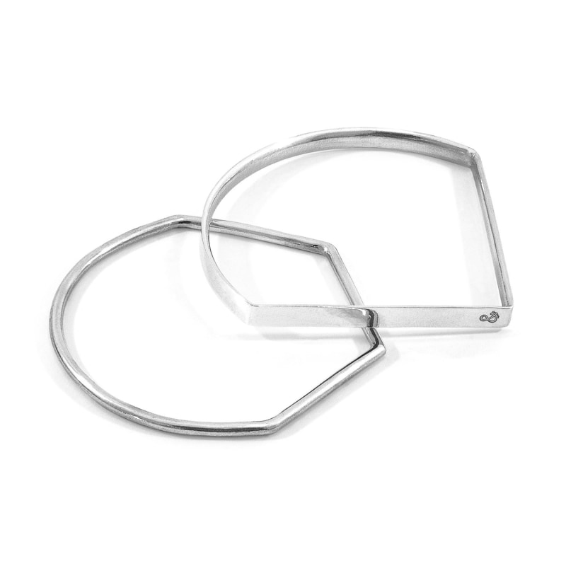 Thumbnail of Rowe Half Circle Geometric Silver Bangle image