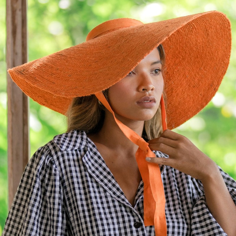 Thumbnail of Lola Wide Brim Jute Straw Hat In Orange image