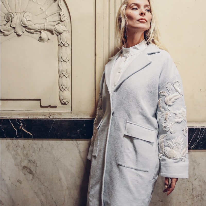 Thumbnail of The Aza Hand-Embroidered Coat In Mint image