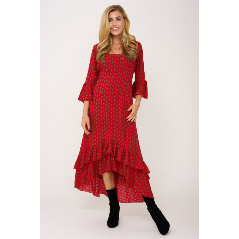 Thumbnail of Victoria Midi Dress In Hot Red Paisley image