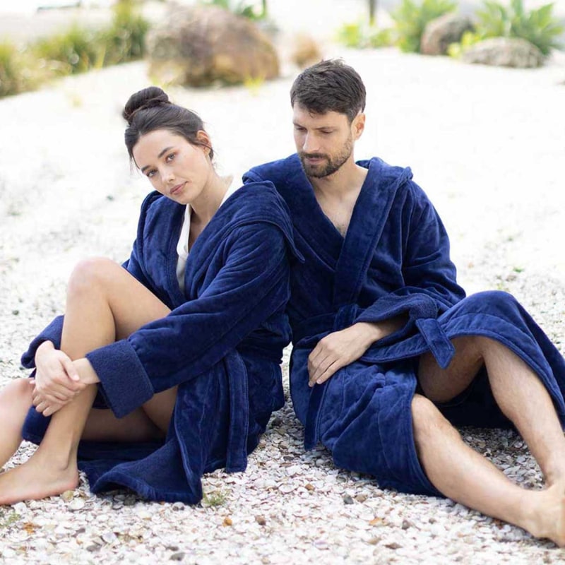 Thumbnail of Organic Cotton Hooded Robe - Womens Indigo image