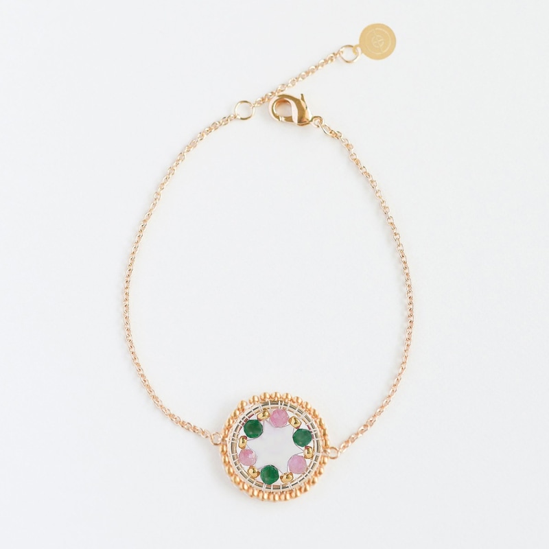 Thumbnail of Celestia Circle Bracelet - Pink Tourmaline + Malachite image