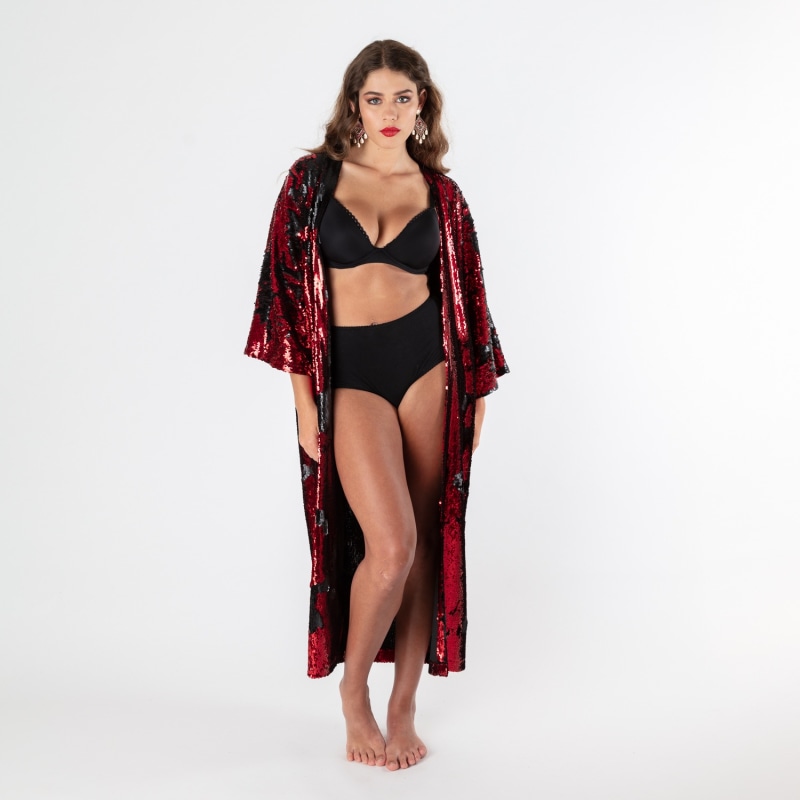 Thumbnail of Claude - Red, Silver & Black Italian Ombre Sequin Robe image