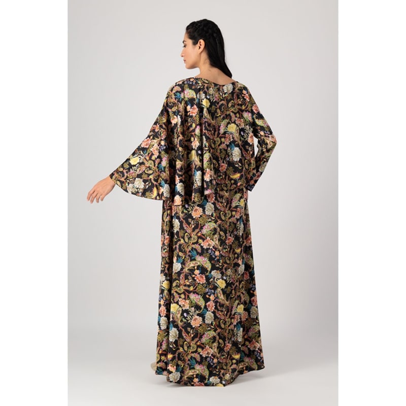 Thumbnail of Printed Silk Kaftan With One Fitted Sleeve In Black image