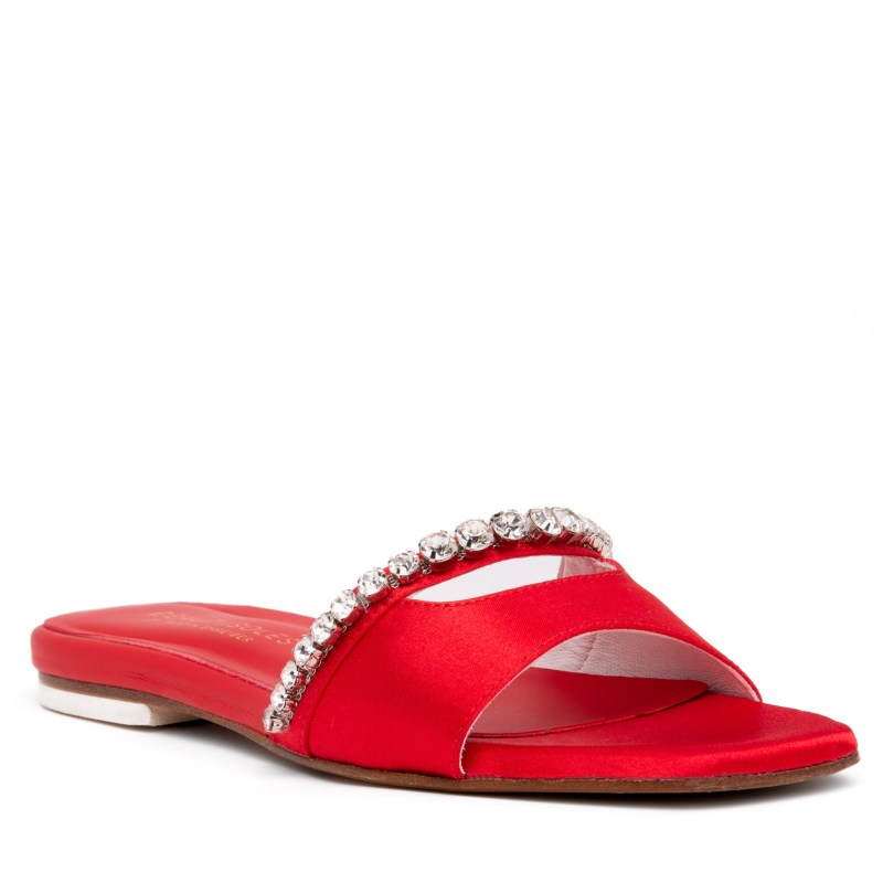 Gemma Red Silk Satin Flat Valentine Evening Party Beautiisoles