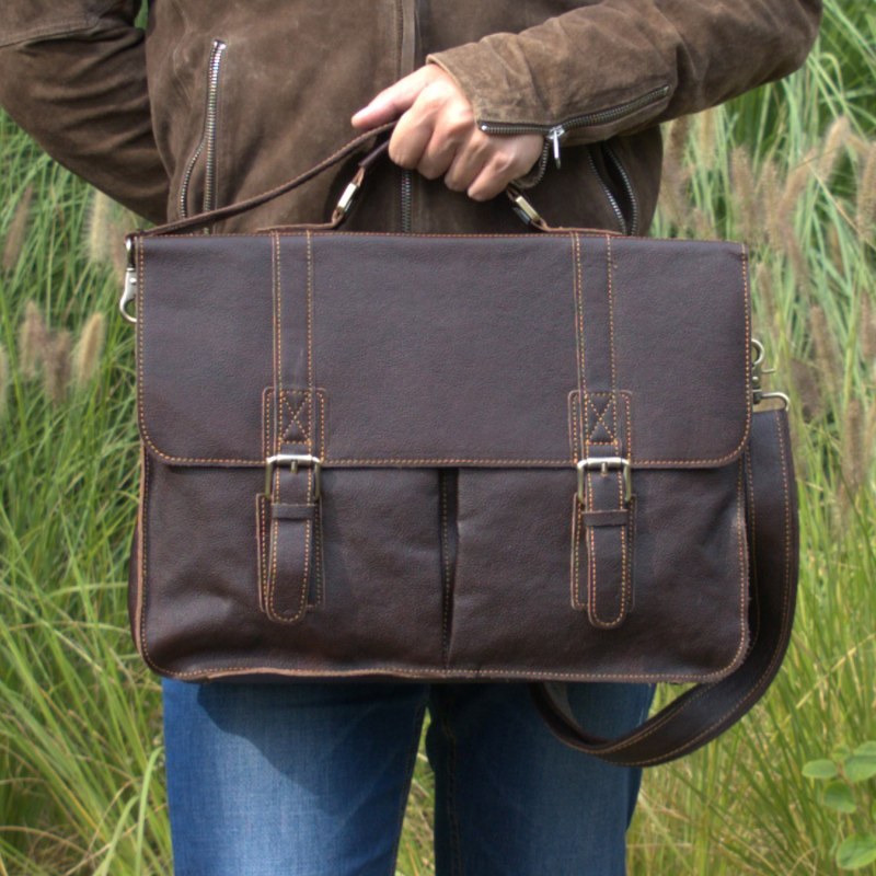 Thumbnail of Genuine Leather Briefcase - Dark Brown image