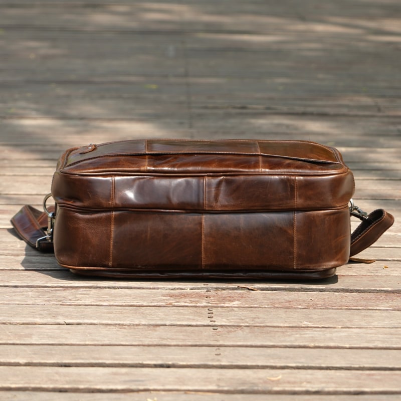 Thumbnail of Genuine Leather Briefcase With Luggage Strap - Vintage Brown image