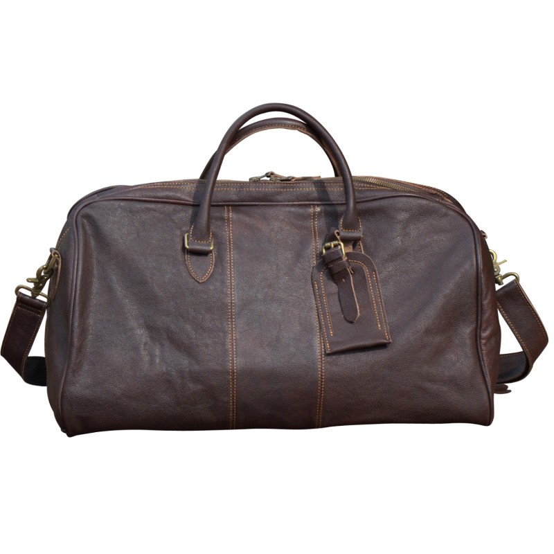 Genuine Leather Duffle With Luggage Tag - Taupe Brown | Touri | Wolf ...