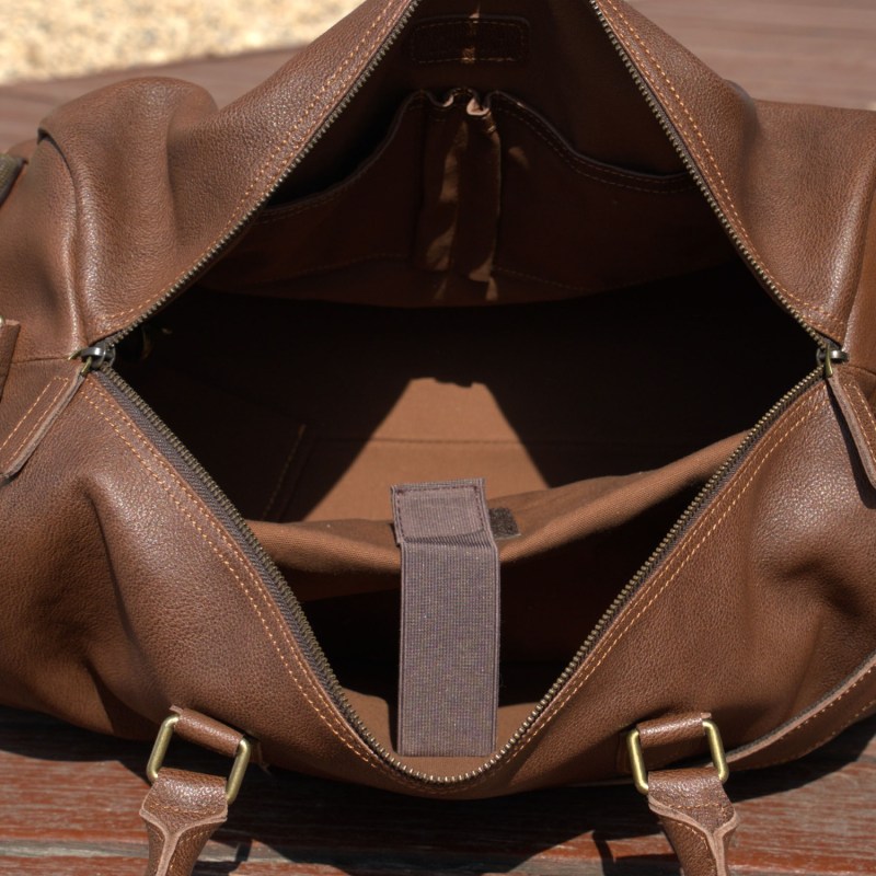 Thumbnail of Genuine Leather Gym Bag With Shoe Storage - Chestnut image