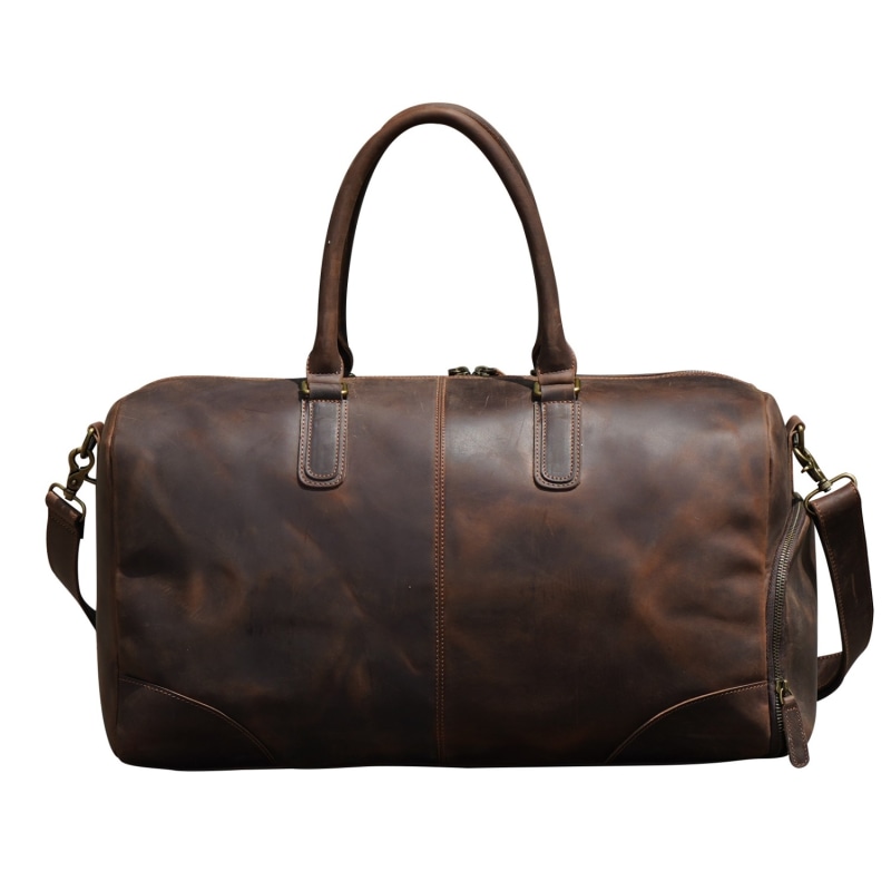 Thumbnail of Genuine Leather Gym Bag With Shoe Storage - Dark Brown image