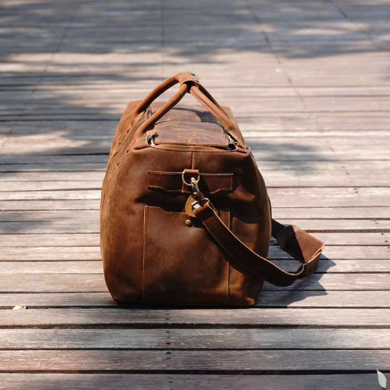 Thumbnail of Genuine Leather Holdall Luggage Bag - Vintage Look Brown image