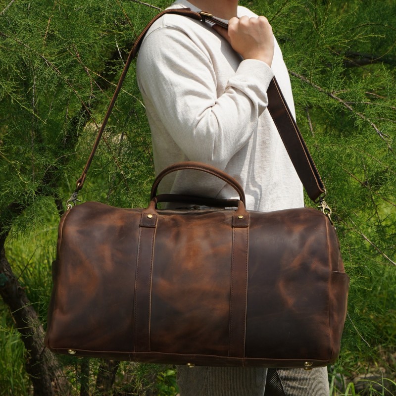 Thumbnail of Genuine Leather Holdall - Worn Dark Brown image