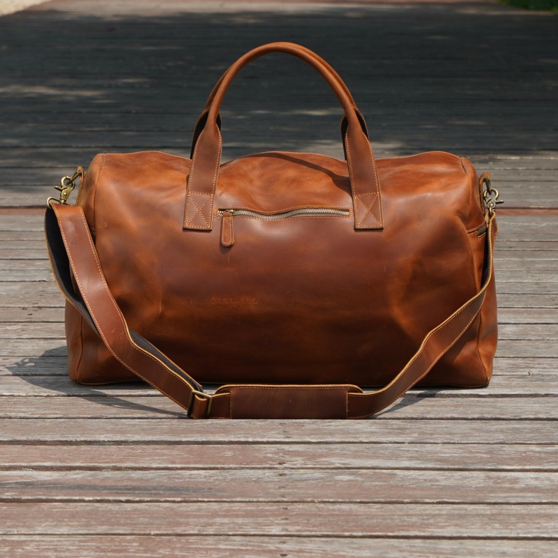 Thumbnail of Genuine Leather Weekend Bag - Light Brown image