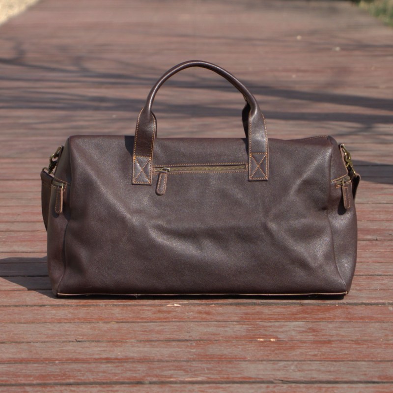 Thumbnail of Genuine Leather Weekend Bag - Taupe Brown image