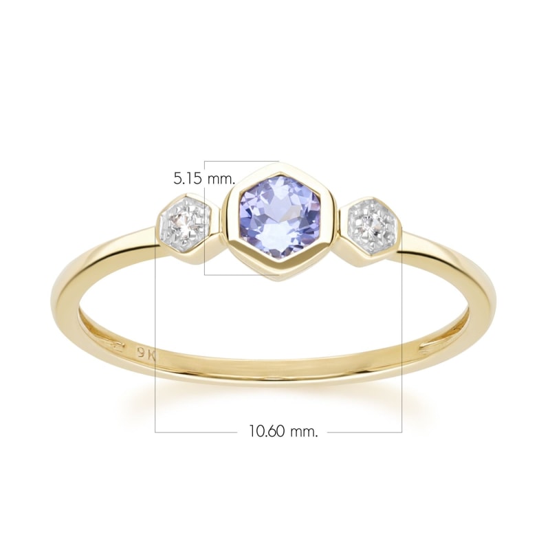 Thumbnail of Geometric Round Tanzanite & Sapphire Ring In Yellow Gold image